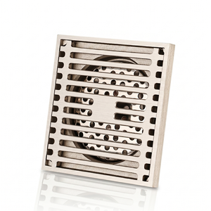 Siphon de sol carré moderne en laiton chromé 100 mm (4 pouces) pour hôtel, maison, salle de bain, cuisine – Anti-odeur, anti-colmatage, écologique - Product Image 2