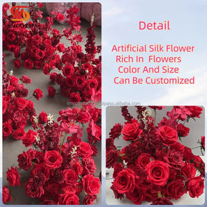 ดอกกุหลาบแดงผ้าไหมประดิษฐ์ทรงกลมขนาด 1.8-2.4 เมตร ดีไซน์แบบไม่สมมาตร สำหรับตกแต่งงานแต่งงาน ขายดีมาก - Product Image 2