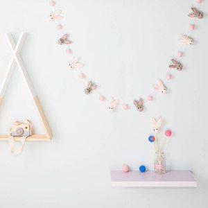 Guirlande <span class=keywords><strong>de</strong></span> <span class=keywords><strong>laine</strong></span> <span class=keywords><strong>en</strong></span> feutre, 5 pièces, pour fête prénatale, décoration <span class=keywords><strong>de</strong></span> pâques, <span class=keywords><strong>lapin</strong></span>, suspendue au mur, 100% <span class=keywords><strong>en</strong></span> feutre du népal, <span class=keywords><strong>pompon</strong></span> - Product Image 5