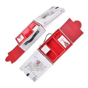 Boîte d'emballage pour échantillon de <span class=keywords><strong>vin</strong></span> en cuir PU de style sac rouge, avec fermeture éclair, matelassée, motif floral, pour lunettes de soleil, jetons de trading et pièces de collection, blanche et assortie - Product Image 4