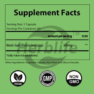 Cápsulas de Goma de Mástic de Marca Privada OEM ODM 500 mg - Apoyo Digestivo y Intestinal con Suplemento de Goma de Mástic, Vegano, Sin Gluten, Sin OMG - Product Image 2
