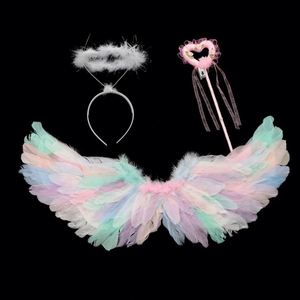Al por mayor: Conjuntos de accesorios de disfraz de alas de ángel multifunción ligeras de plumas naturales, aptos para niños, con serigrafía para - Product Image 3