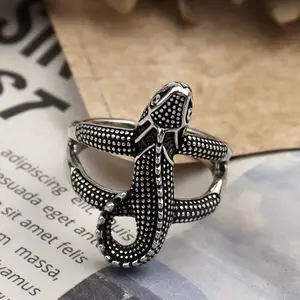 빈티지 불규칙한 망 반지 맞춤 도마뱀 925 동물 디자인 반지 도매 힙합 반지
