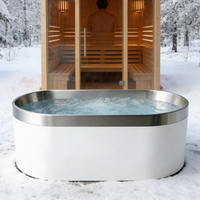 Baignoire ovale autoportante en acier inoxydable 304, bain de glace, baignoire de plongée froide personnalisée, OEM 50-59 gal avec couvercle, directement de l'usine