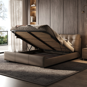 <span class=keywords><strong>Letto</strong></span> Moderno Minimalista in Vera Pelle, Imbottito, King Size, Lussuoso Arredamento per Camera da <span class=keywords><strong>Letto</strong></span> Matrimoniale, <span class=keywords><strong>Letto</strong></span> di Design Morbido e Confortevole - Product Image 4