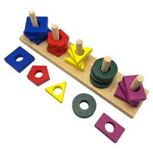 NERS Preschool Educational Toys 12.7mm Thick Shapes Solid Wood Material Shape Sorter