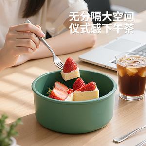 Round Silicone Food Storage Container <b>Microwave</b> Safe Airtight Refrigerator Freezer Box Solid Color Party Use - Product Image 1