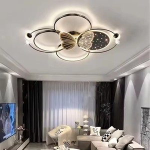 Plafonnier moderne en acrylique pour salon, salle à manger, éclairage domestique, grand lustre en forme de nuage noir et blanc - Product Image 4
