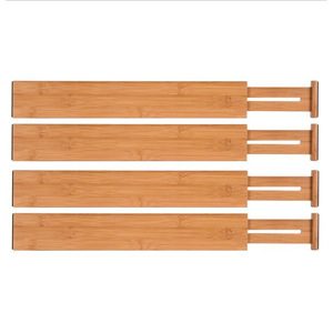 Séparateurs de tiroirs télescopiques en <span class=keywords><strong>bambou</strong></span> de haute qualité, 4 pièces, organisateurs de tiroirs réglables en <span class=keywords><strong>bambou</strong></span> - Product Image 4