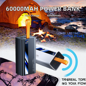 พาวเวอร์แบงค์แบบพกพาความจุสูง 60000mAh Li-Polymer ABS พร้อมหน้าจอ LED แสดงผลแบบดิจิตอล ช่องเสียบ 4USB Type-C Micro USB รองรับ PD 22.5W/20W ชาร์จเร็ว - Product Image 2