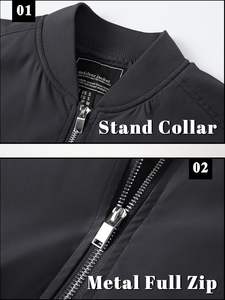 Lightweight Men's Reversible Slim Zip-Up Stand Collar Bomber <strong>Jacket</strong> for Spring Fall Winter with Front Pocket Thin Windbreaker - Product Image 4