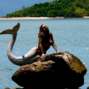 Thiết Kế phổ biến bronze đẹp mermaid nude con số tượng