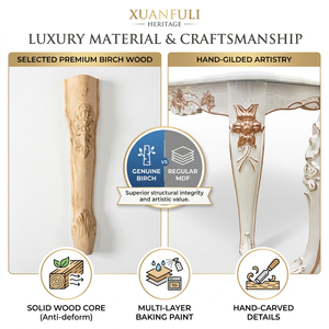 Set da Pranzo in Sette Pezzi in Legno Massello Intagliato <span class=keywords><strong>e</strong></span> Laccato in Stile Neoclassico Europeo, Adatto per la Sala da Pranzo - Product Image 6