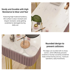 Bộ bàn ghế làm nail <span class=keywords><strong>hi</strong></span>ện đại phong cách Bắc Âu cao cấp, mặt bàn đá cẩm thạch hai lớp, khung thép không gỉ, dùng cho phòng khách, salon thương mại, đơn chiếc - Product Image 4