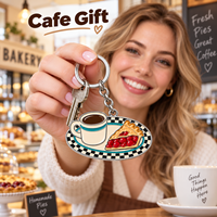 Porte-clés personnalisé en métal pour café, 5 cm, avec logo, cadeau pour cafés, restaurants, voyages, boutiques de souvenirs, vente en gros