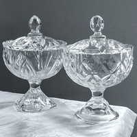 Pot à bonbons en verre de style rétro, décoration classique pour mariage et maison, avec couvercle, décoration de table, récipient de rangement pour fruits en verre