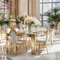 Chaise et Table de Banquet de Mariage de Luxe en Acier Doré de Haute Qualité pour Événements Extérieurs, Hôtels et Réceptions
