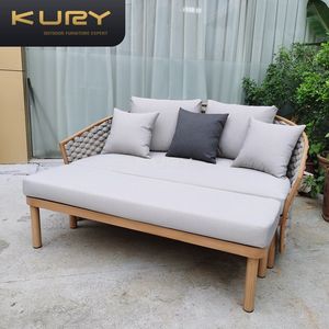 Chaises longues d'extérieur, mobilier de piscine, lit de repos <span class=keywords><strong>en</strong></span> aluminium, mobilier de patio, chaise longue <span class=keywords><strong>en</strong></span> corde, lit de repos <span class=keywords><strong>en</strong></span> métal, mobilier d'extérieur, <span class=keywords><strong>transat</strong></span> - Product Image 4