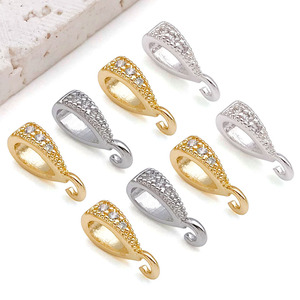 Accessoires de bijoux DIY, fermoirs en forme de larme, plaqué or et argent, cuivre avec zircon, pour la création de bracelets et de colliers. - Product Image 1