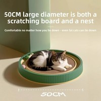Griffoir interactif rond pour chat, noyau ondulé remplaçable, jouet-lit 2-en-1 pour chat, bord imperméable et résistant à l'usure pour le tranchage des griffes du chat