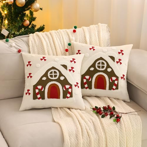 Funda de Almohada Navideña Bordada con Aguja Mágica, Diseño de Casa de Jengibre y Papá Noel, Decoración para el Hogar, Venta al Por Mayor 2026 - Product Image 2