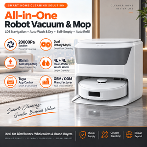 Robot aspirateur 20000Pa avec cartographie LDS, collecte automatique des poussières, lavage et séchage des serpillères, réservoir d'eau propre 4L, fournisseur d'usine OEM ODM - Product Image 3