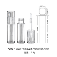 Nouveau design, tube carré transparent pour brillant à lèvres, emballage vide, tube de gloss 6g, petite série, logo personnalisé