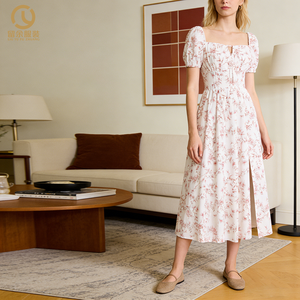 Nouvelle Robe d'été 2026 en Chiffon à Manches Bouffantes Motif Floral Style Cottagecore pour <span class=keywords><strong>Femme</strong></span> - Product Image 1