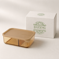 Boîte alimentaire en verre ambré, compatible micro-ondes, avec couvercle, pour les employés de bureau, bol bento avec compartiments