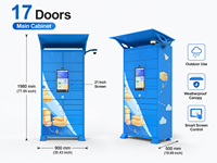 Casillero Inteligente para Paquetes al Aire Libre de 17 Puertas con Pantalla Táctil de 21 Pulgadas, Gabinete de Recogida de Paquetes de Autoservicio para Apartamentos y Comunidades