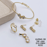 Ensemble de bijoux pour femmes XUPING, tendance, plaqué or 14 carats, collier, bracelet, boucles d'oreilles, CZ synthétique, ensemble de bijoux pour femmes