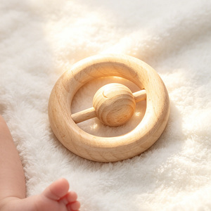 Sonajero de madera de haya para bebé, campana masticable, de 0 a 24 meses, unisex, para uso doméstico, regalo del Día del Niño - Product Image 3