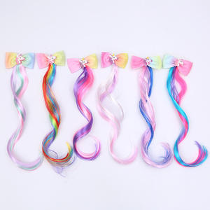 Accessori per ragazze bambini fiocchi per <span class=keywords><strong>capelli</strong></span> <span class=keywords><strong>capelli</strong></span> Glitter intrecciati ricci sfumati estensioni dei <span class=keywords><strong>capelli</strong></span> per bambini per bambini - Product Image 3
