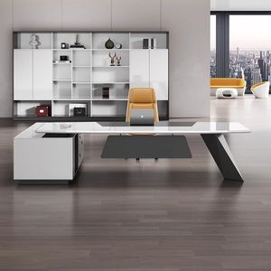 Ensemble de bureau exécutif minimaliste moderne avec chaise, mobilier de bureau pour une seule personne, bureau de direction haut de gamme - Product Image 1
