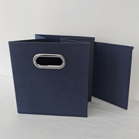 Boîte de rangement en tissu pliable avec deux poignées métalliques, organisateur à ouverture supérieure, boîte de rangement en tissu pliable