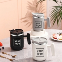 Mug à café en acier inoxydable 304, double paroi anti-brûlure, design épuré, 400ml-500ml