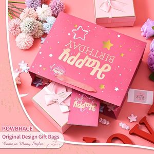 Bolsa de Regalo Rosa de Lujo para Cumpleaños con Papel de Arte Reciclado, Asa de Cuerda de Algodón, Papel de Seda y Tarjeta de Felicitación para Mujer - Product Image 4