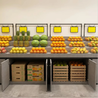 Étagère de présentation de fruits multicouche à niveaux, robuste, en bois et métal, pour marchés de produits biologiques, vitrine de fruits spécialisée