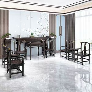 Mesa de Altar de Madera Maciza Estilo Chino, Juego de Seis Piezas, Mesa de Ofrendas para Buda, Mueble de Entrada - Product Image 4