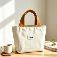 Tas Tote Kanvas Katun Mini Custom, Tas Ember Kecil Portabel yang Dapat Digunakan Kembali, Logo Cetak untuk Belanja Sehari-hari & Membawa Kopi