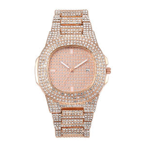 Montre Hip Hop G2163 avec Diamants, Montre à Quartz pour Hommes, Bracelet en Acier Étoilé, Calendrier, Montre à Quartz Entièrement Sertie de Diamants - Product Image 6