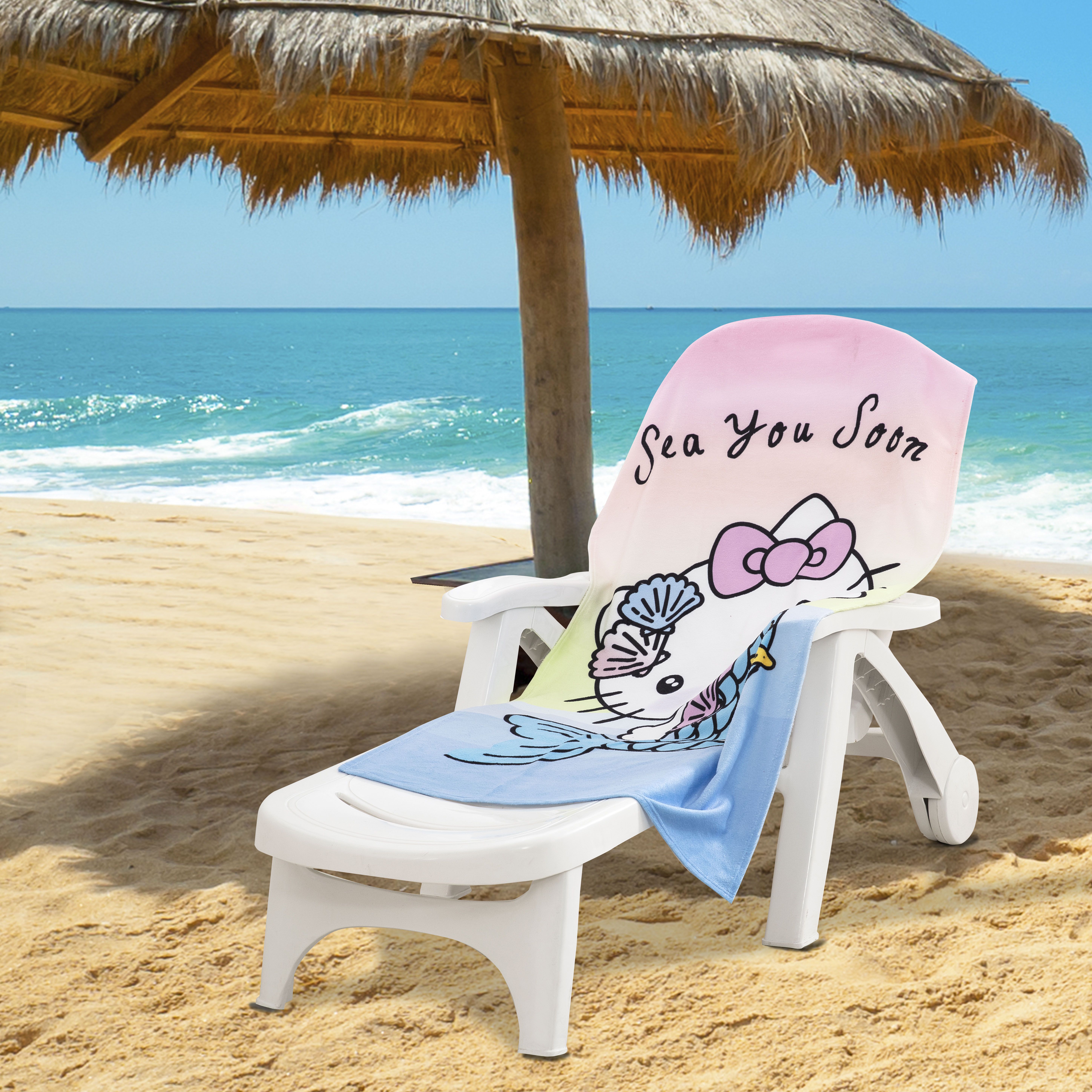 DB для Hello Kitty пляжное полотенце дизайн 'Sea You Soon'