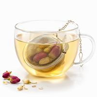 Infuseur à thé en maille d'acier inoxydable avec chaîne, infuseur à thé pliable grande capacité, outil à thé anti-rouille