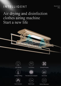Vente directe d'usine ascenseur de plafond électrique intelligent monté suspendu étendoir à linge mur en métal doré pliant sèche-linge cintre - Product Image 4