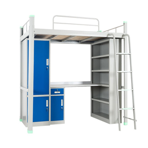 โครงเตียงโลหะแบบลอฟท์ พร้อมตู้เสื้อผ้าและโต๊ะเขียน<span class=keywords><strong>หนังสือ</strong></span> เตียงแบบลอฟท์สำหรับหอพักนักเรียน แข็งแรงทนทาน เหมาะสำหรับอพาร์ทเมนต์นักศึกษา - Product Image 4