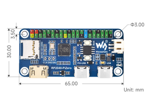 Carte Raspberry Pi RP2040-PiZero - MCU double cœur Waveshare avec interface DVI pour projets <span class=keywords><strong>Python</strong></span>/C++ - Product Image 6