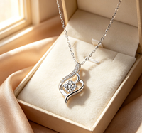 Pendentif Flèche de Cupidon en Argent Sterling S925 Électroplaqué, Nouveau Collier Minimaliste en Moissanite 2021, Cadeau pour la Saint-Valentin