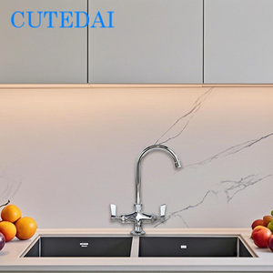 ก๊อกทองเหลืองแบบคอห่านพร้อมหัวคอห่านสำหรับห้องครัวด้ามเดียวหมุนได้ - Product Image 6