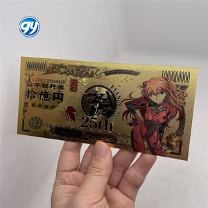 Kelin 5 Designs – Nouvelle Banque de billets numérique japonaise Evangelion Asuka EVA, imprimée et peinte, double face, en PET doré, 25e anniversaire - Product Image 2