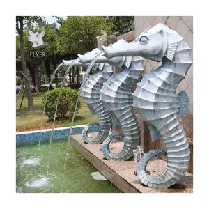Escultura de animales de piedra para exteriores, estatua de caballito de mar enano de mármol blanco para decoración de jardín - Product Image 1